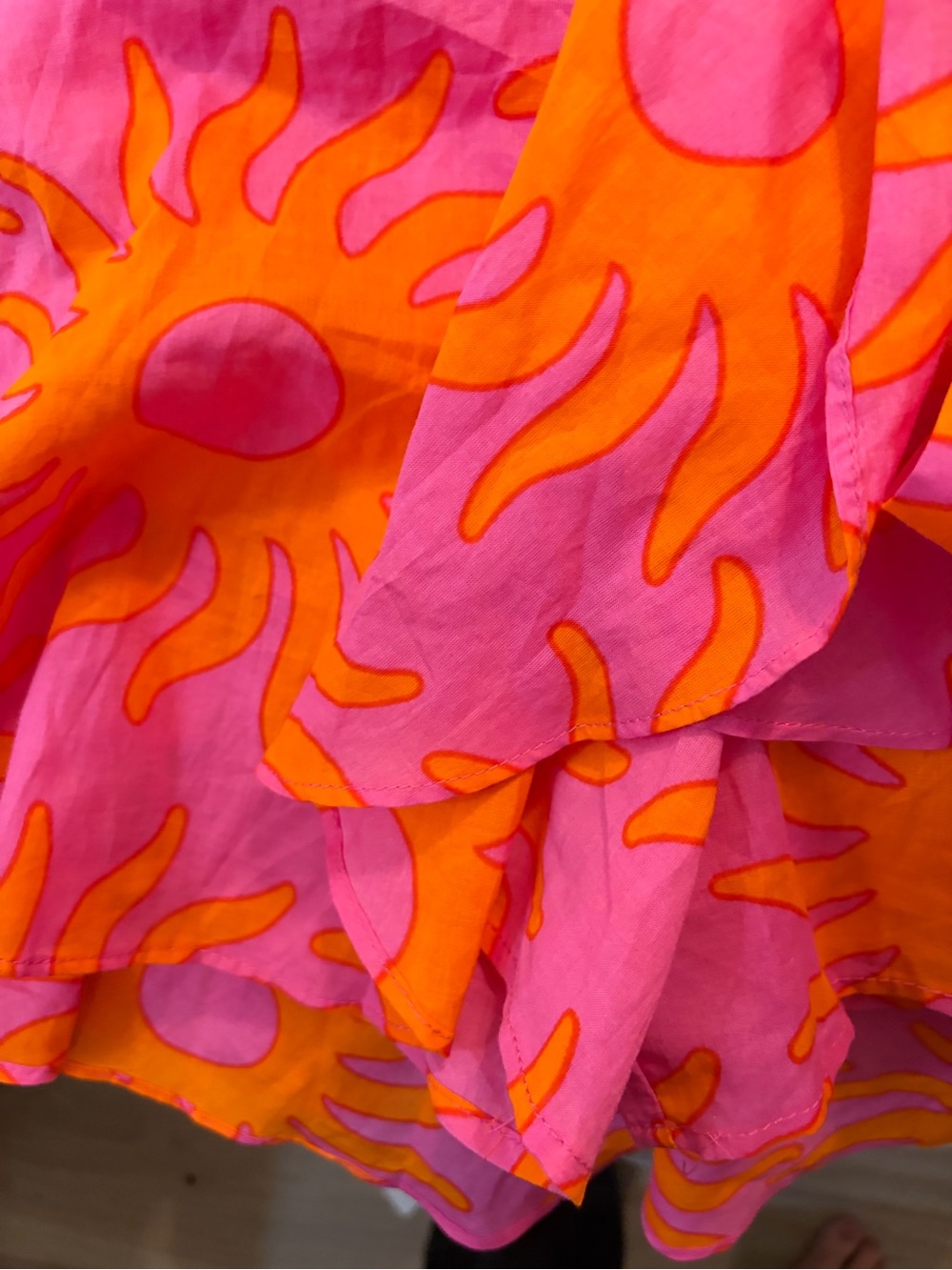 J. Marie Pink & Orange Sunburst Wrap Mini Romper - NWT  size Large - Picture 10 of 16
